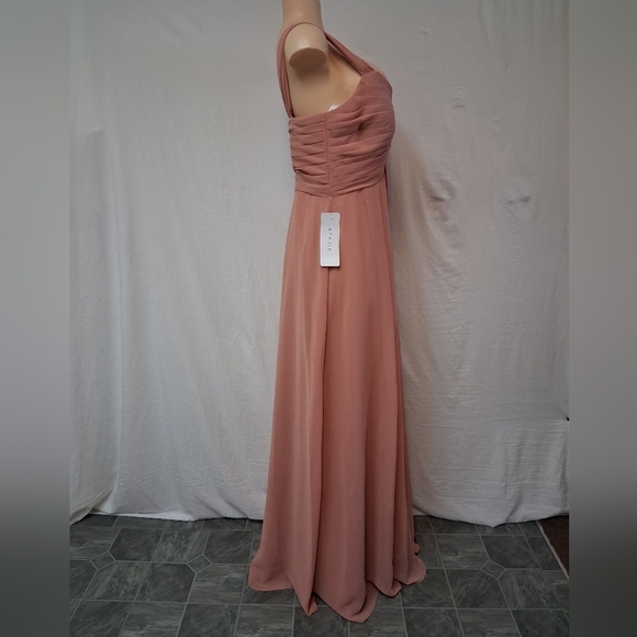 Azazie Kaitlynn Champagne Rose  Sweetheart Maxi Gown Size A14 - Picture 13 of 17